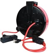 FNXPOW 30 Ft Retractable Extension Cord Reel, 16/3 SJTW Power Cord with 3 Electrical Outlets, Cei...