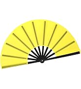 HONSHEN Folding Fan Performance Fan Nylon-Cloth Fan 13 inch (Yellow)