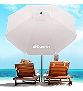 Duerer 7.5FT Beach Umbrella with Sand Anchor–Heavy Duty Wind Resistant UPF 50+ Sun Shade, Portabl...