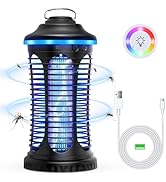 Rechargeable Bug Zapper Outdoor & Indoor, Mosquito Zapper, Fruit Fly Trap, Gnat Moths Catcher, 42...