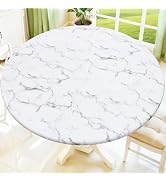 Moosfor Printed Spandex Round Tablecloth Fitted Table Cloth for 45-56 Table | Circle Patterned El...
