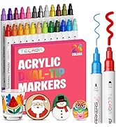TEDECA 24 Colors Acrylic Paint Markers, Dual-Tip Acrylic Paint Pens for Fabric, Stone, Ceramic, G...