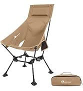 MOON LENCE High Back Folding Camping Chairs, Adjustable Height Beach Chair with Anti-Sinking Feet...