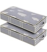 roomtalk Double-layer Fabric Underbed Storage Bags with Durable Handles Top Large Window, Under-t...