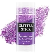 MEICOLY Purple Body Glitter Stick,Mardi Gras Carnival Mermaid Face Glitter Gel,Chunky Glitter For...