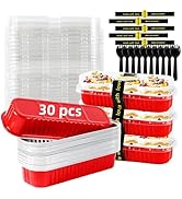 Mini Loaf Pans with Lids and Spoons Sealing Sticker,30 Pcs 6.8oz Cake Pans for Baking Disposable ...