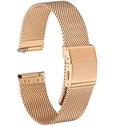 HARFINGTON Stainless Steel Mesh Watch Band Quick Release Metal Watch Strap Adjustable Fold Clasp ...