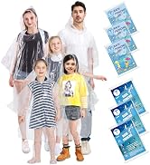 TUNCHMO Disposable Rain Ponchos Family 6 Pack Adults kids 50% Extra Thicker Emergency Ponchos wit...