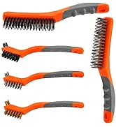 Wire Brush Set 5PCS, Nylon/Brass/Stainless Steel/Carbon Steel Bristles Wire Scratch Brush with Cu...