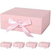 LFBOX Pink Gift Box with Ribbon Magnetic Lids 10.2x9x3.74 in, Bridesmaid Groomsman Proposal Boxes...
