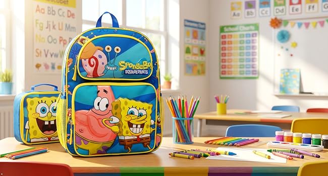Backpack on classroom desk