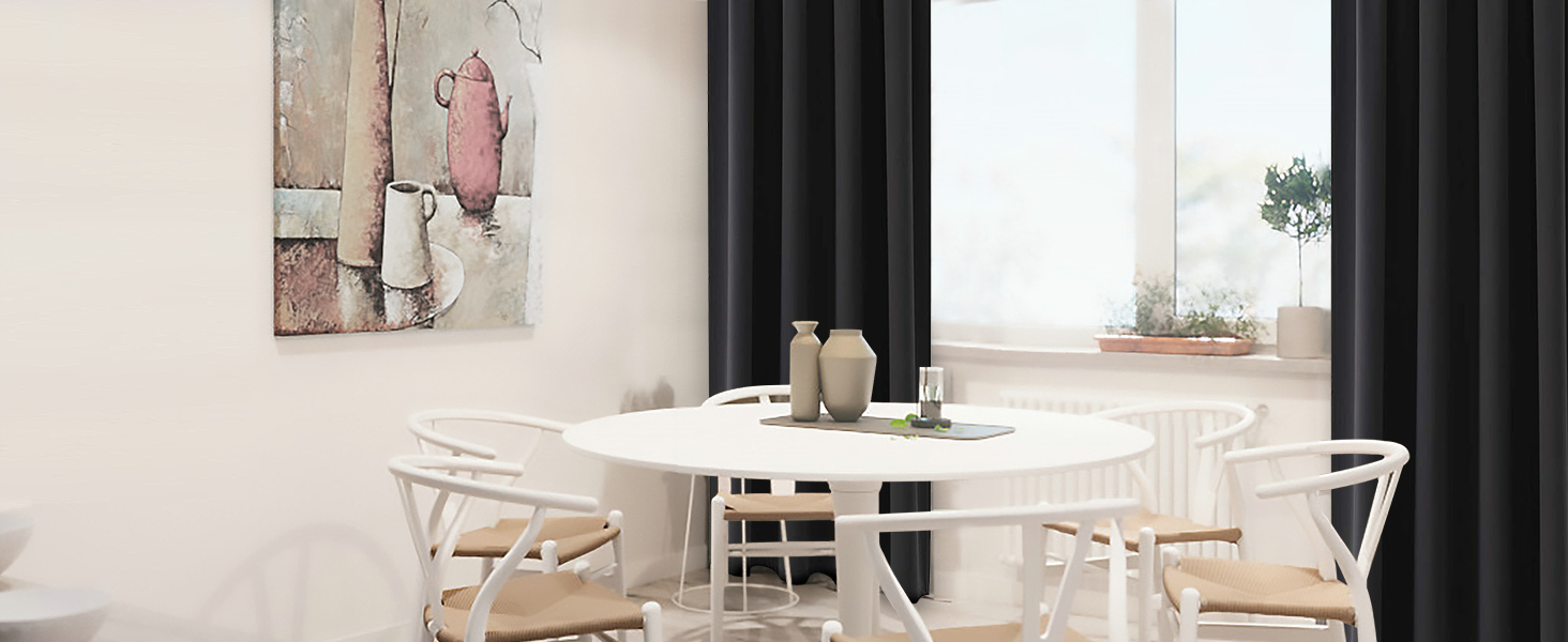 black blackout curtains for dining room