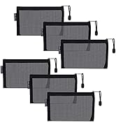 HRX Package Small Mesh Cosmetic Bags with Zipper, 6pcs Black Travel Makeup Pouches Organizer Case...
