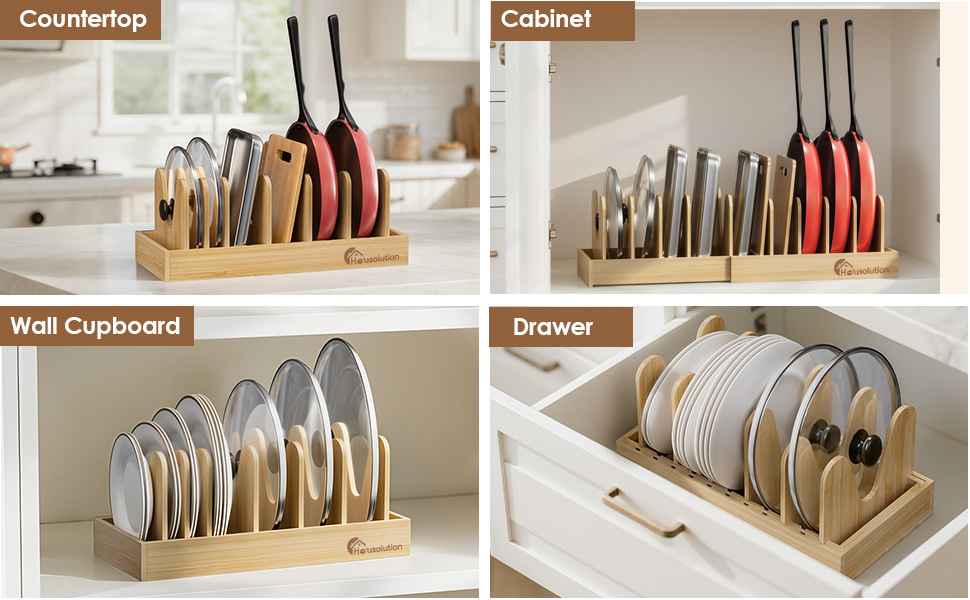 pot lid organizer for cabinet