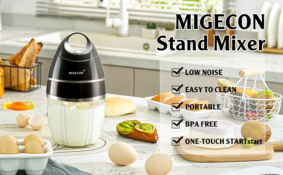 MIGECON Stand Mixer - Egg Beaters Electric Portable Kitchen Mixer,Foam Mixer,Milk Frother,