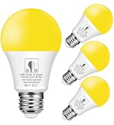 EvaStary Yellow Bug Light Bulbs Outdoor, Dusk to Dawn A19 LED Yellow Bulb for Porch Lights Outsid...