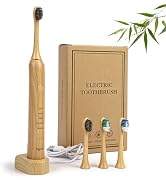 MgcSto Natural Bamboo Electric Toothbrush for Adults,5 Cleaning Modes | 4 Pack Bamboo Replacement...