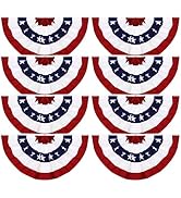 8Pack 2x4Ft American Flag Bunting, Patriotic Pleated Half Fan Flag Outdoor, USA 4th of July Bunti...