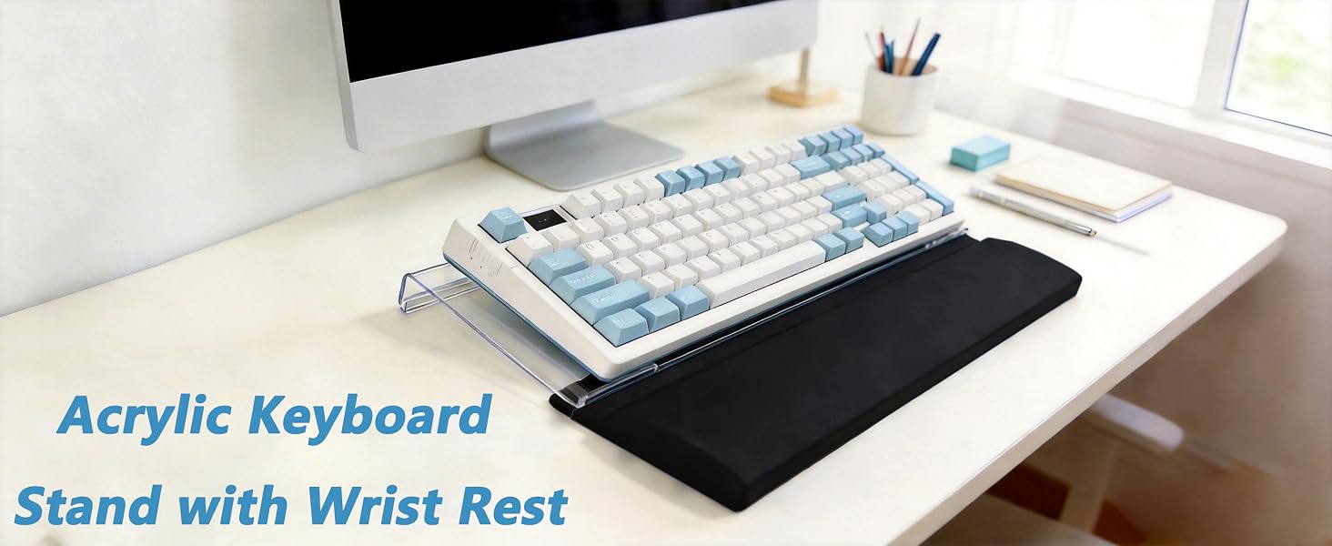Acrylic Keyboard Stand w/Silicone Wrist Rest