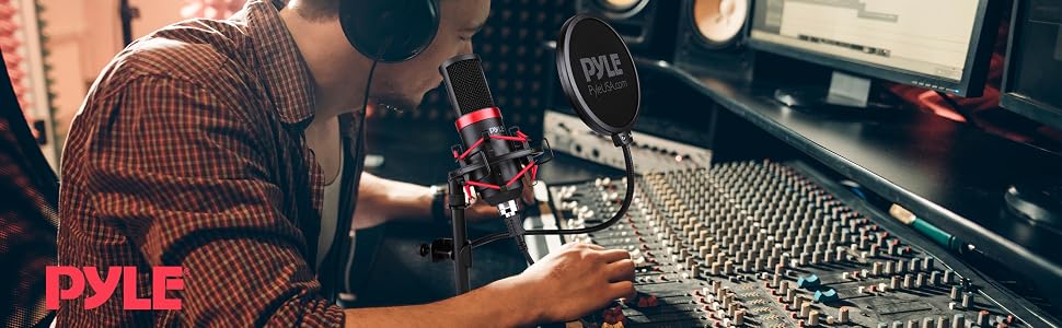USB Microphone Podcast Recording Kit - Audio Cardioid Condenser Mic w/ Shock Mount Stand & Pop
