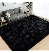 Lairep Large Area Rugs for Living Room Bedroom, 4x6 Feet Black Fluffy Shag Rugs, Ultra Soft Shagg...