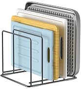 LAEMYFYRE Kitchen Organizer Rack - 4-Slot Heavy-Duty Holder for Cutting Boards,Cookware – Rust-Re...