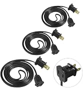 3 Pack Black Extension Cord 6 Feet Polarized Halloween Christmas Extension Cord 2 Prong with Pola...
