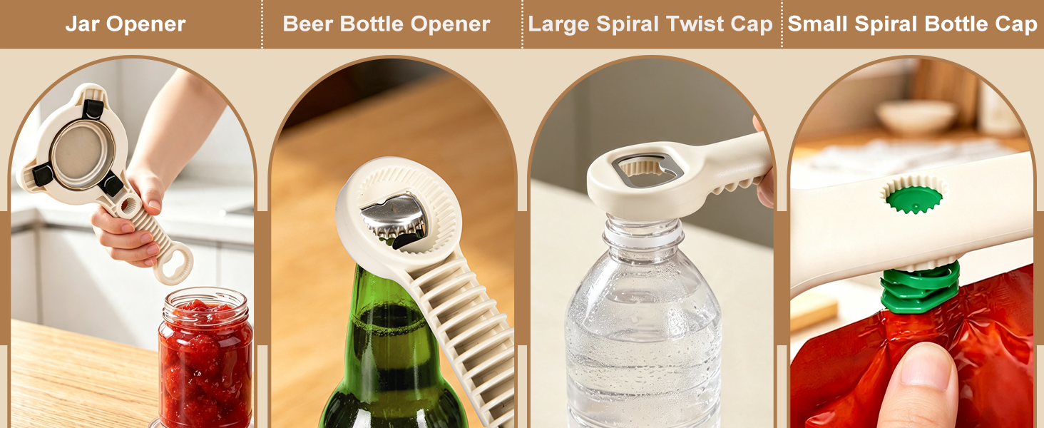 Can & Jar Opener, Beer Bottle Opener, Small Spiral Bottle Cap Opener, Large Spiral Twist Cap Opener