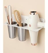 Hair Tool Organizer Wall Mount, Stainless Steel Hair Tool Holder with 2 Heat-Resistant Cups, Curl...