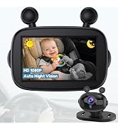 HD 1080P Day& Night Vision Car Seat Camera - Easy to Install 150° Wide Angle Baby Car Camera for ...