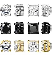 NEWITIN 6 Pairs Stainless Steel Magnetic Stud Earrings for Men Clip on Earring Magnetic Earring U...