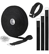SHUOGUO 1" x32ft Hook and Loop Straps with 50 Metal Buckles,Cut-to-Length Cinch Strap,Reusable Ny...