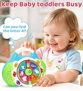 KIZZYEA Montessori Learning Toys for 1 2 3 Year Old Boys Girls, Musical Alphabet Flip Toy for Tod...