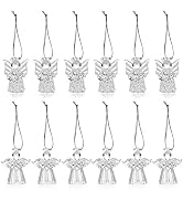 Naler 12 Pieces Christmas Mini Angel Ornaments Clear Glass Hanging Angels Mini Christmas Figurine...