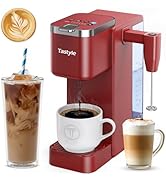 Tastyle Single Serve Coffee Maker with Built-in Detachable Milk Frother, Iced and Hot Coffee Mach...