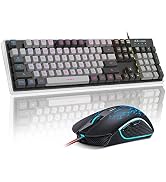 Gaming Keyboard and Mouse Combo, K1 LED Rainbow Backlit Keyboard with 104 Key Computer PC Gaming ...