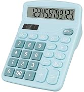 HUTUDD Desktop Calculator, Light Blue Calculator Big Buttons, 12-Digits Large LCD Display, Solar ...