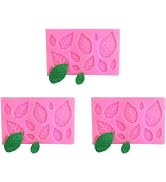 3Pcs Pink 3D Small Leaf Molds Silicone for Sugar Paste, Chocolate, Fondant, Butter, Resin, Polyme...