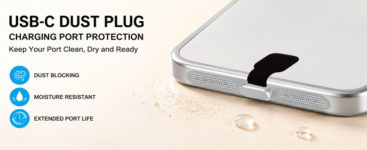 Anti-Lost Dust Plug, Speaker Dust Cover, Port Plug Accessories for iPhone 18 Pro/18 Pro Max