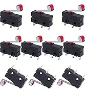 Taiss 10pcs Momentary Micro Limit Switch with Roller Lever Arm SPDT Micro Switch AC 250V 5A 1NO 1...