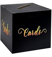 HEIPINIUYE Black and Gold Card Box for Party Gift Card Box Holder Envelope Box for Graduation Wed...