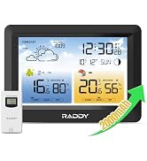 Raddy WM6 Weather Station with 2000mAh Rechargeable Battery, Wireless Indoor Outdoor Thermometer ...