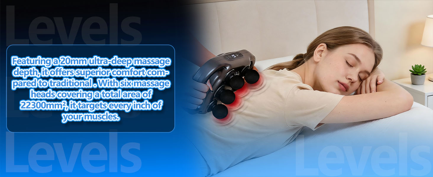 UFFAE 6 Head Massage Gun Deep Tissue with 9 Levels & 9 Modes, Electric Massager Tool