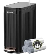 KSSKSS Small Bathroom Trash Can with Charcoal Filters Soft Close Lid, 6L / 1.6 Gallon Stainless S...