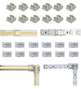 SWOTU 24Pcs 2Pin 10mm Straight & L Shape Led Strip connectors for 10mm Width COB/SMD Single Color...