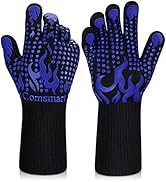 Comsmart BBQ Gloves, 1472F Heat Resistant Silicone Non-Slip Oven Mitts, Long Kitchen Gloves Perfe...