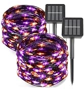 kemooie 2 Pack of 100 LED Solar Halloween Lights Outdoor, 8 Twinkle Modes Upgraded Solar Powered ...