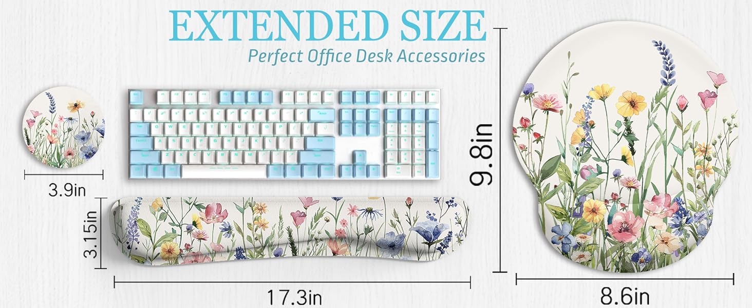 Floral Cup Coaster Ergonomic Mouse Pad Desk Accessories
