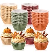 FYSUIMU 400 Pcs Autumn Cupcake Liners Warm Fall Paper Baking Cups Wedding Colors Standard Muffin ...