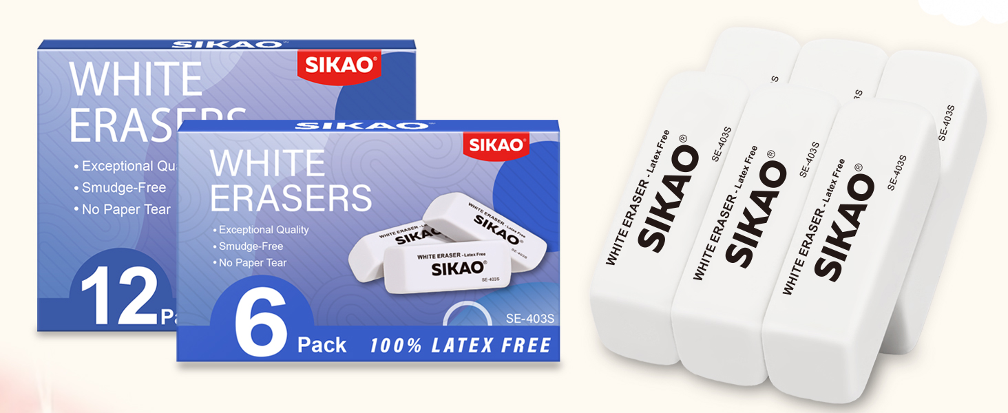 03 Sikao Pencil Erasers for Kids -403S WHITE PCA+